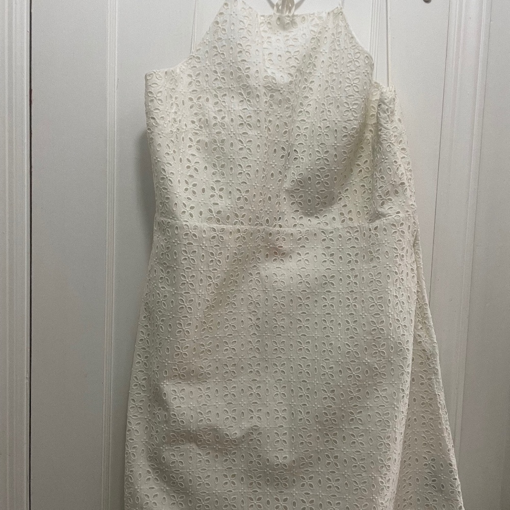 NWT Gap Halter Eyelet White Cotton Mini Dress Size 18
